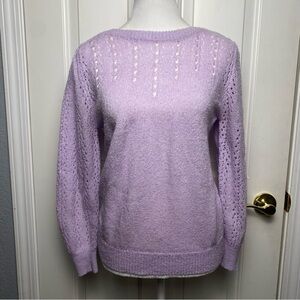 Vintage 80s Exclusive Imports lilac purple lace loose knit sweater EU 40 Medium